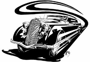 Early Custom in motion - 35 Ford Phaeton